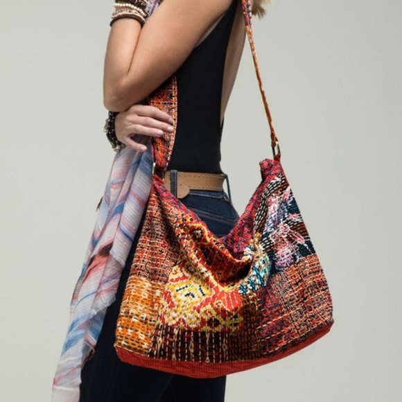 Boho Chic - Hand Stitched Patchwork Shoulder Bag - Fully Lined - Bohemian Style - Picture 3 of 12